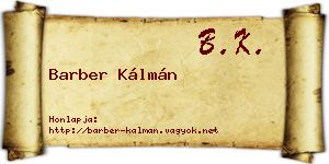 Barber Kálmán névjegykártya